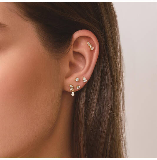  Ear Edit - Ear studs - Silver / 14kt GP - Zirconia